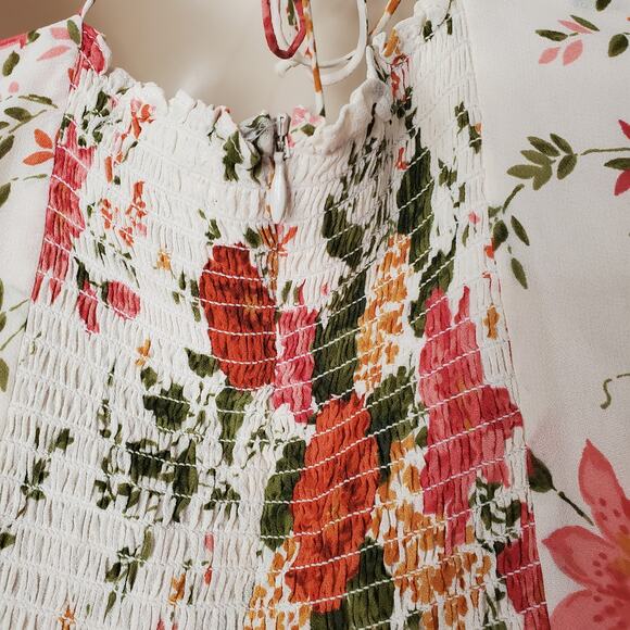 Reformation Juliette Dress Tropique Floral Print Midi White Red Size 10 New - Picture 6 of 11